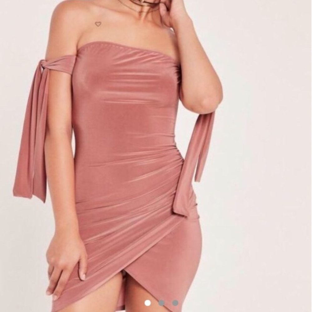 Missguided Off the Shoulder Strapless Mini Bodycon Dress